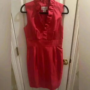 Elizabeth Howard Pink Ruffled Sleeveless Sheath Dress size 8